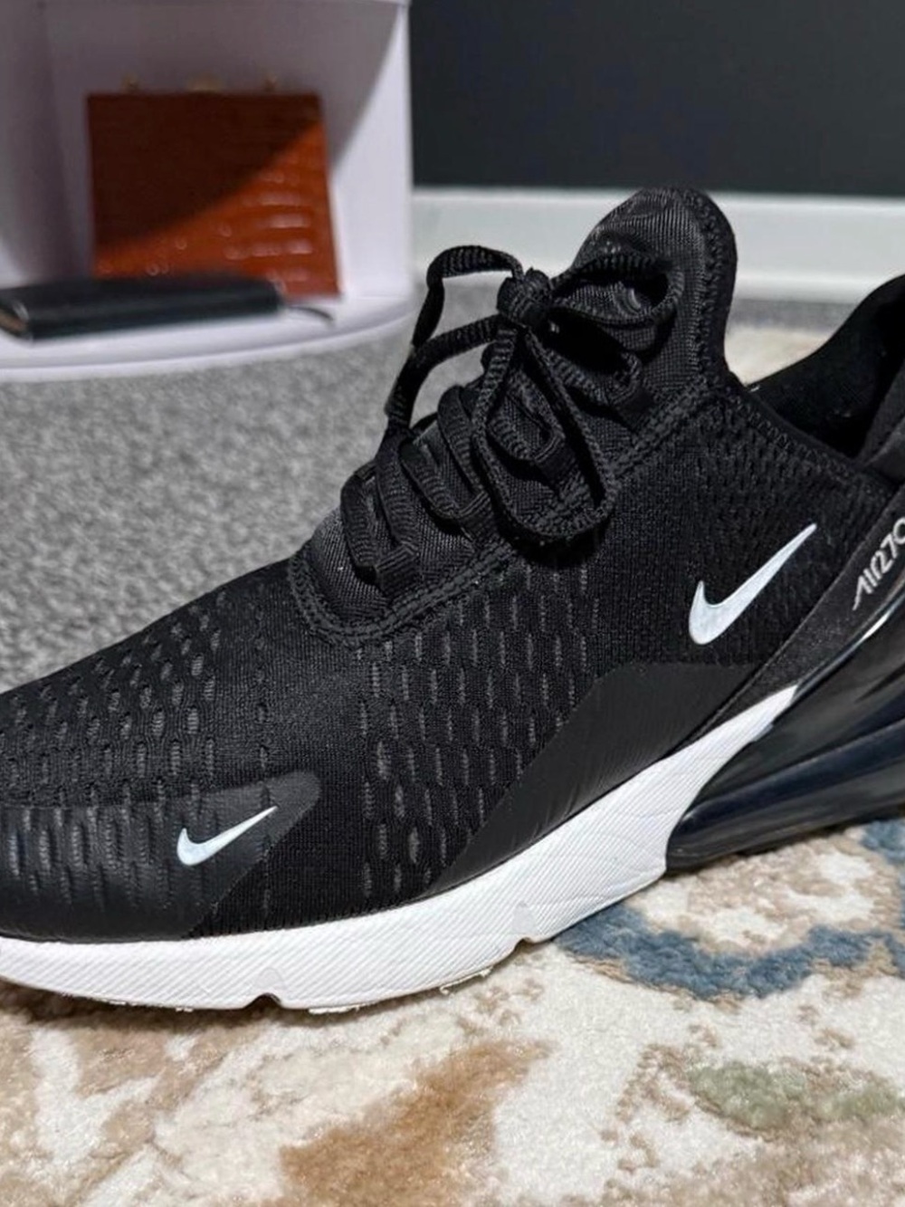 Nike Men’s Air Max 270 Black with White Swoosh
